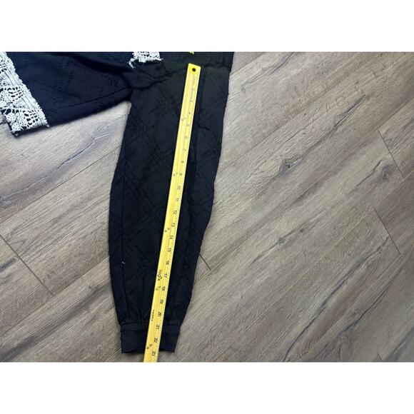 POL Boho Lace Patchwork Embroidered Jacket Black Button Front Medium - Picture 5 of 8